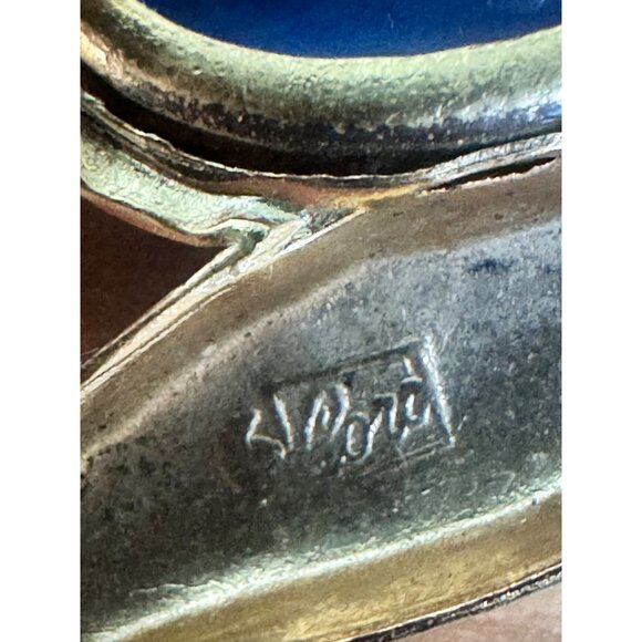 Coro Bird Brooch Gold-Tone Blue Glass Stone Mid-Century Jewelry Retro Pin - Picture 6 of 8